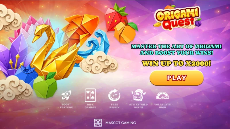 Origami Quest - glavni ekran sa kolutovima i origami simbolima